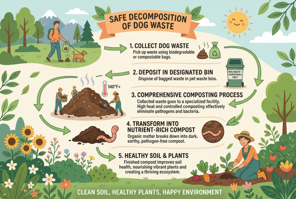 infographic showing safe decomposition of dog waste,