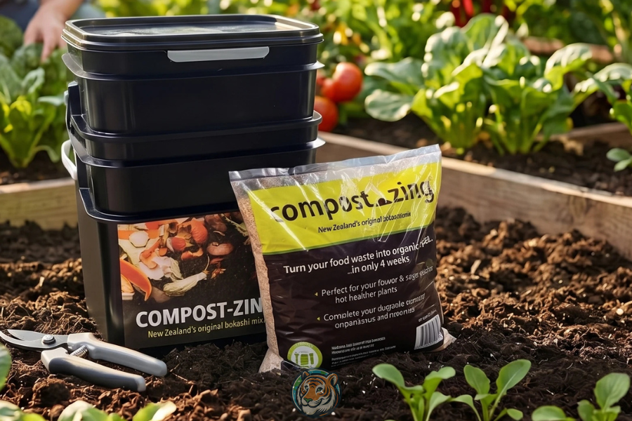 Bokashi Compost Kit in garden setting