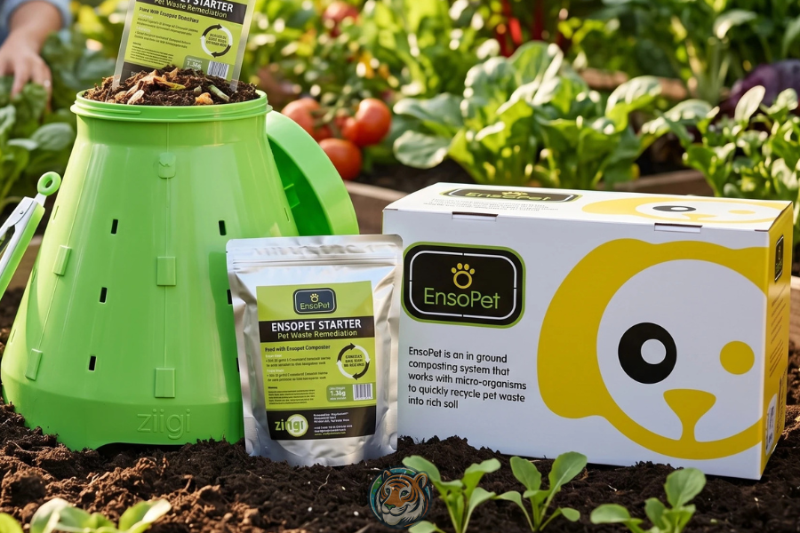 EnsoPet Waste Compost Kit in garden setting